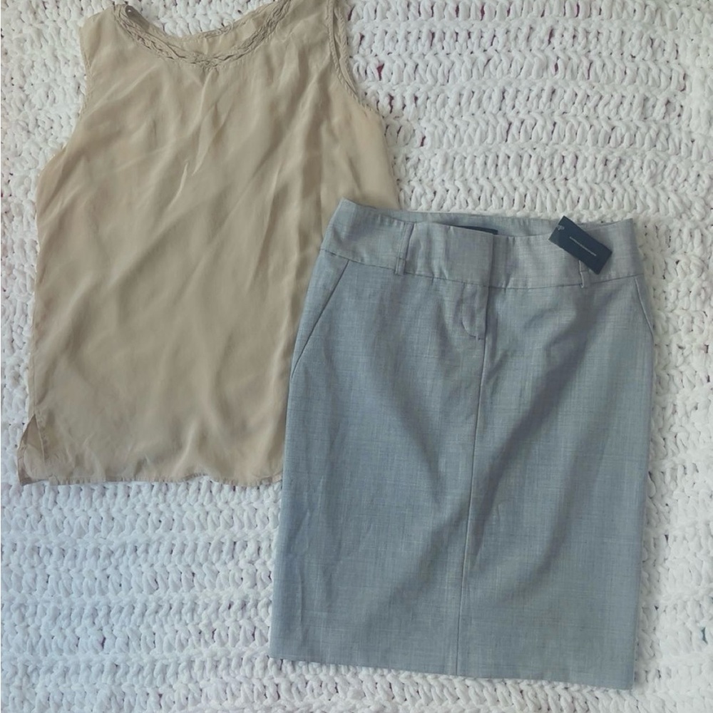 Express Gray Pencil Skirt Knee-Length Casual